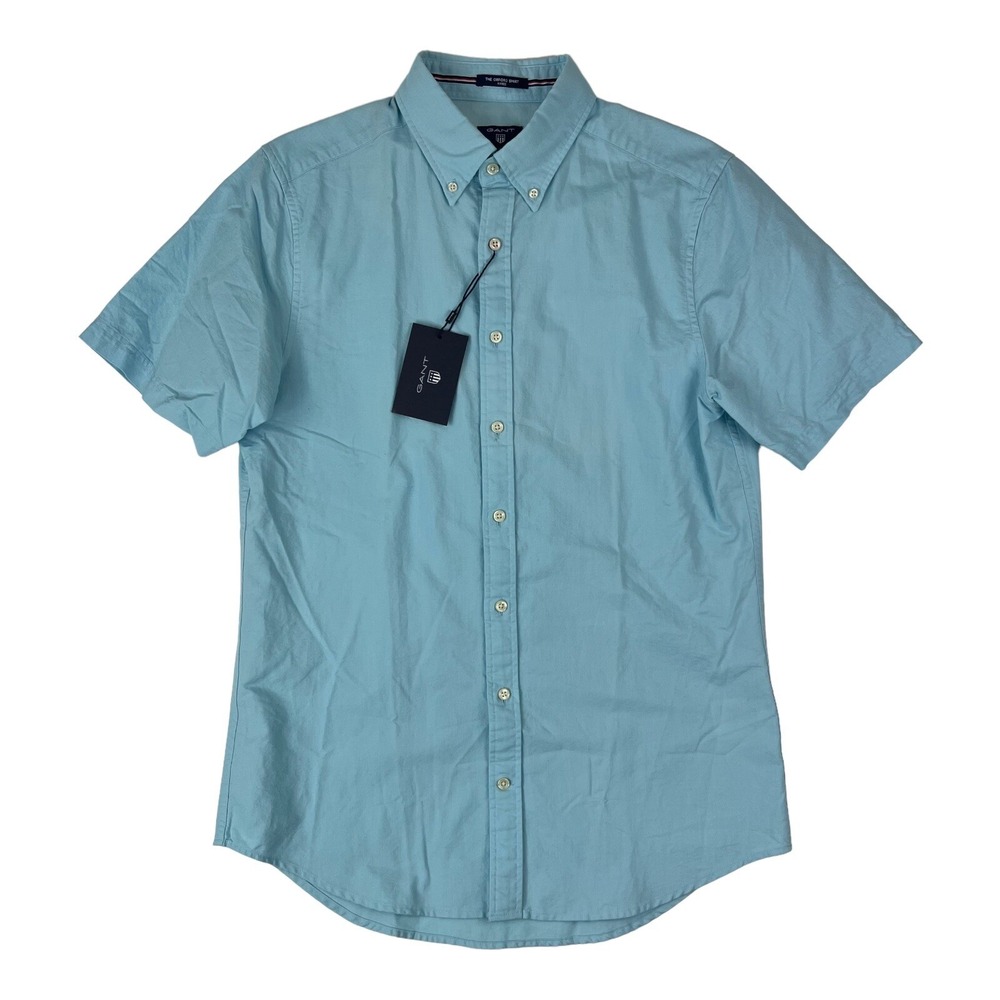 NWT GANT Lt Blue S/S The Oxford Fitted Button Down Mens Size Medium M